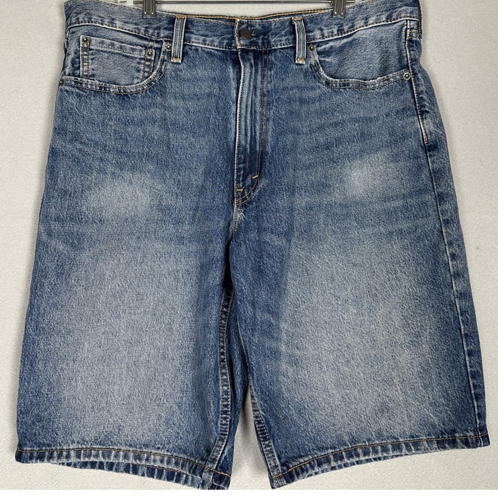 Levis 511 Shorts Mens 36 Blue Slim Fit Distressed Casual Red Tab Jorts Denim EUC